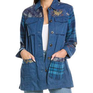 NWT Johnny Was Moonlight Tie Dye Patchwork Embroidered Shirt Jacket Sz Small